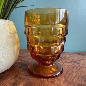 Vintage Colony Whitehall Amber Footed Tumbler 4-3/8" Glassware
